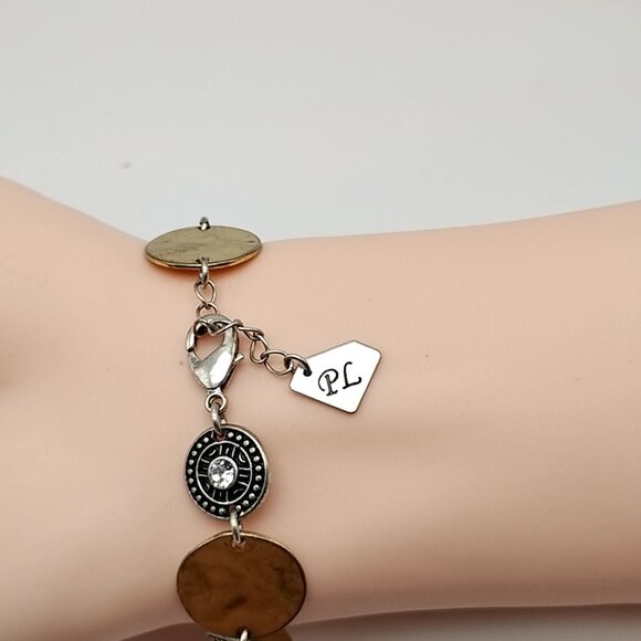 Vintage Park Lane CORONADO Bracelet Gold & Silver Disc Medallion Rhinestone - Picture 7 of 14